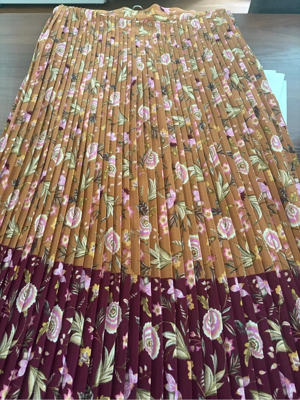 LOFT Floral Drapery Panel in Rust Orange and Pink